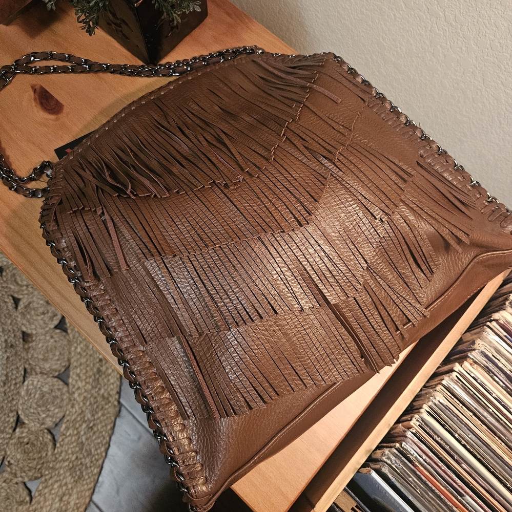 Brown Fringe Shoulder Bag - Picture 4 of 6